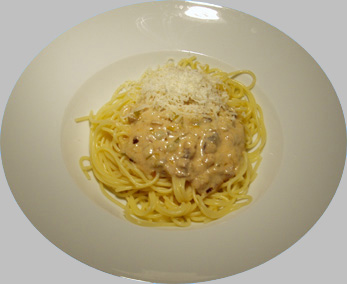Spaghetti mit Champignon-Lauch-Sauce